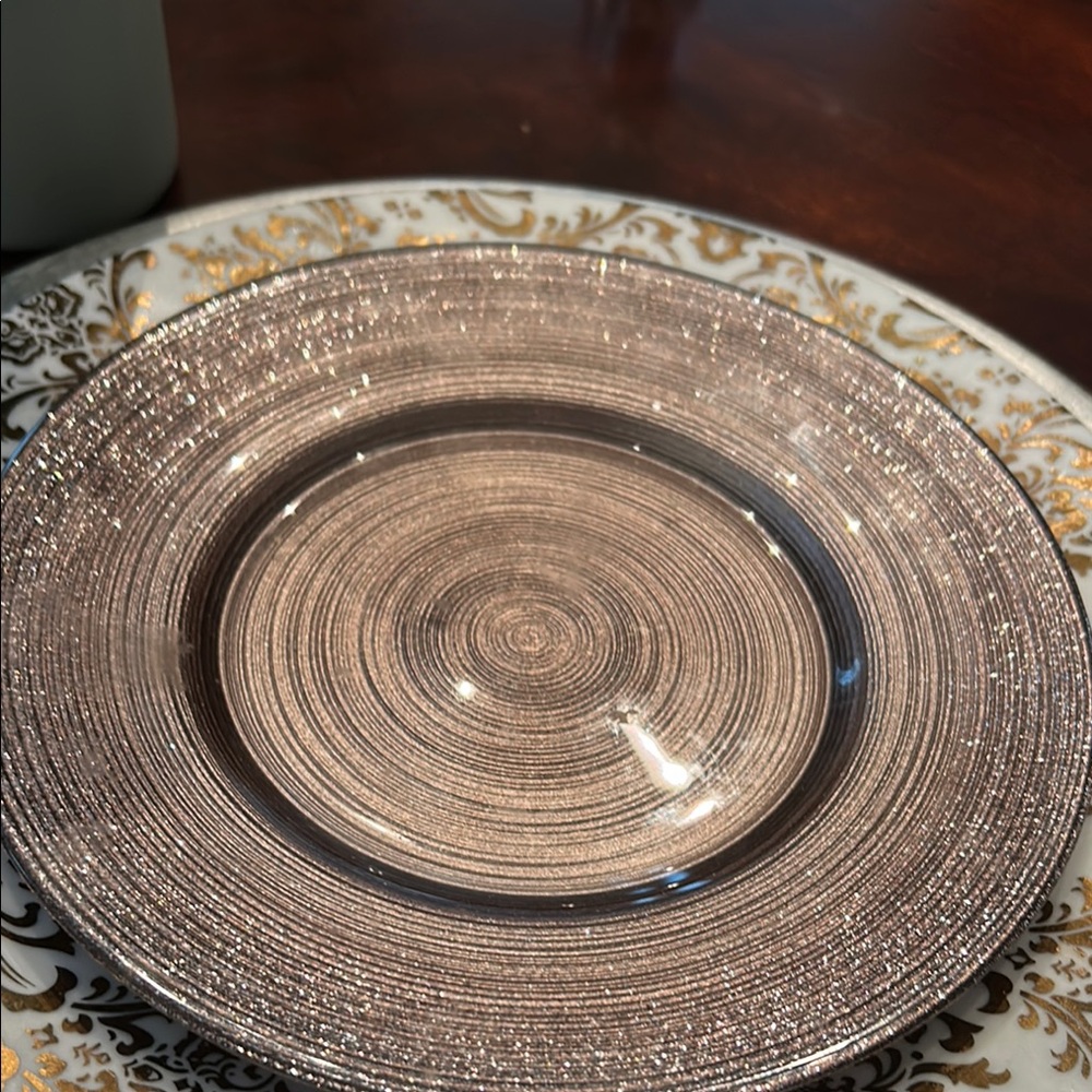 Set of FOUR Elegant metallic Bronze Accent Plates-8” round